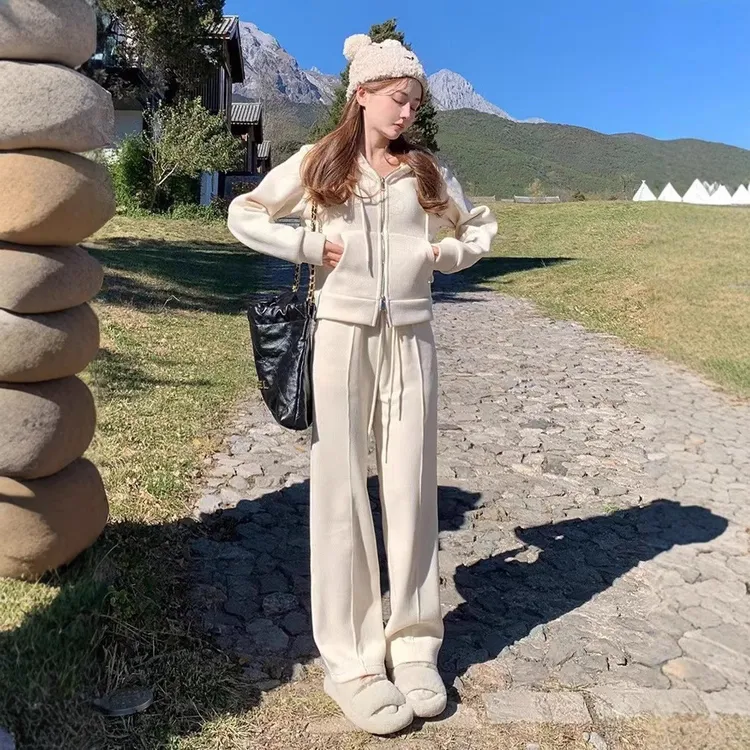 连帽卫衣运动套装女春秋季时尚韩版宽松显瘦学生休闲两件套阔腿裤