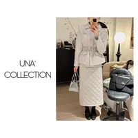 【吉满】韩版菱格收腰显瘦棉服套装两件套JM2528