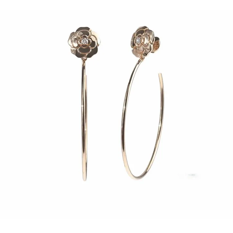 合金耳饰 2439【山茶花耳圈】修饰脸型辣妹必备不坠耳耳圈