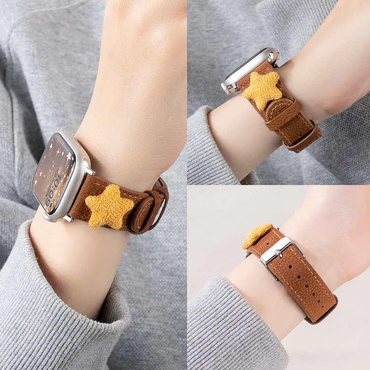 【秋冬星星复古真皮】适用苹果S11手表iwatch10表带applewatch9表带