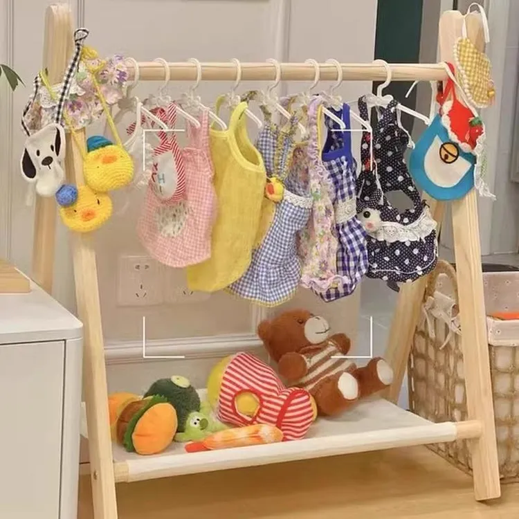 宠物狗狗衣架落地衣柜实木约克夏马尔济斯专用衣橱衣帽收纳架衣服