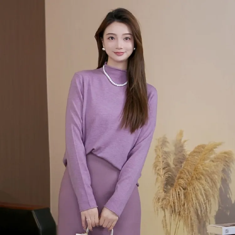 【半高领细羊毛衫】磨毛常规轻奢风长袖女半高领羊毛衫INS风2536