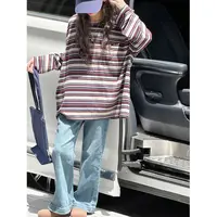 K29595孙小美韩系女童长袖T恤2025春秋装新款儿童条纹上衣打底衫