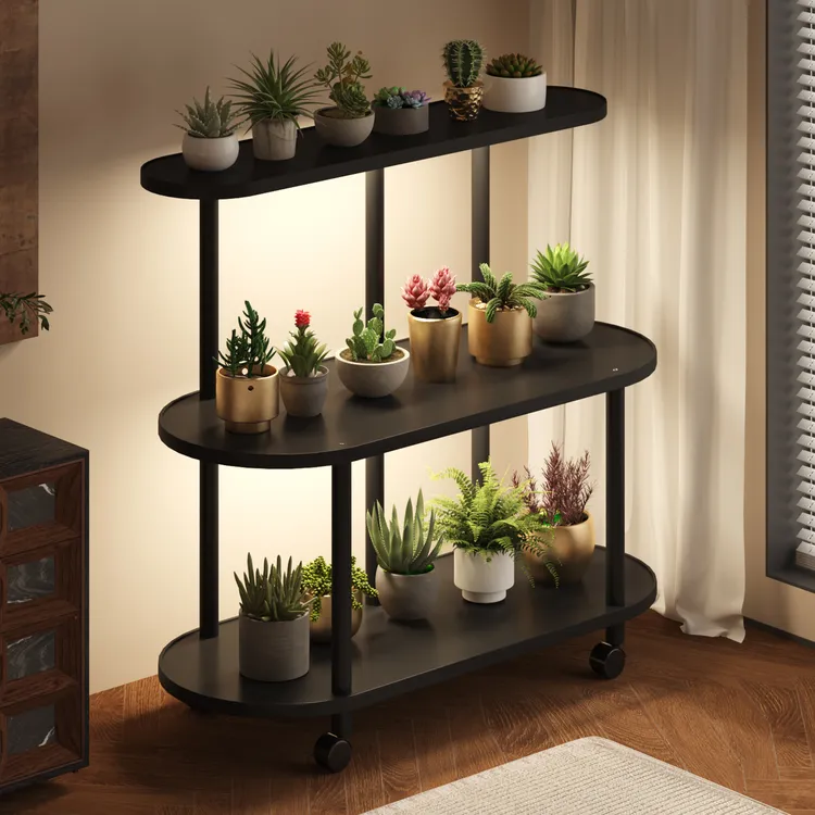 实木家用客厅卧室落地式置物架轻奢可移动杂物摆放架多层收纳推车