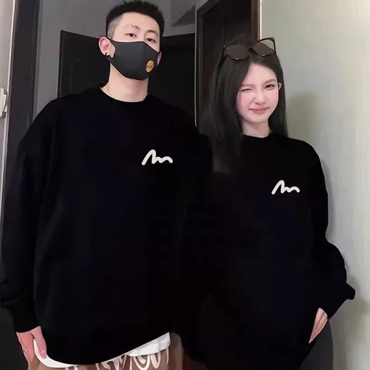 仓石一树潮牌美式圆领情侣装卫衣男士春秋季2025新款纯棉长袖T恤