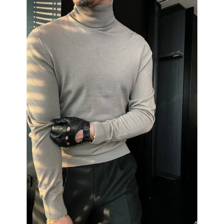 DRUNKCORNER 【羊毛混纺】高领长袖羊毛打底针织衫DCXL030#