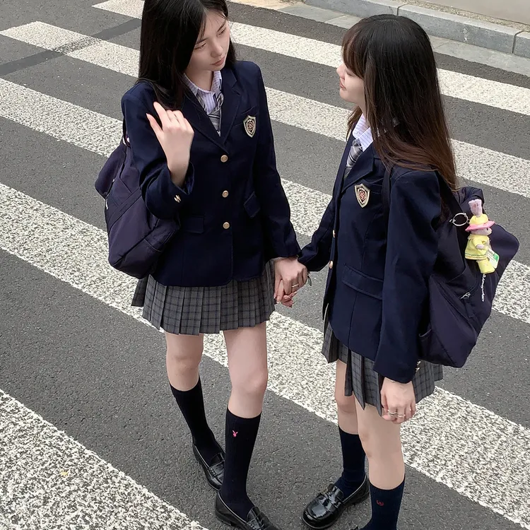 学院风原创JK制服西装女两粒扣灰色黑色绀西服外套日系校供三粒扣