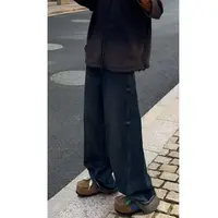 舟舟【磨旧阔腿牛仔裤】高街风韩版休闲秋冬设计感极简风慵懒宽松