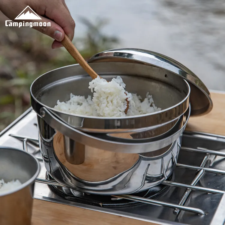 CAMPINGMOON柯曼CC-21焖饭钢锅大容量户外露营吊锅家用炖汤锅多用