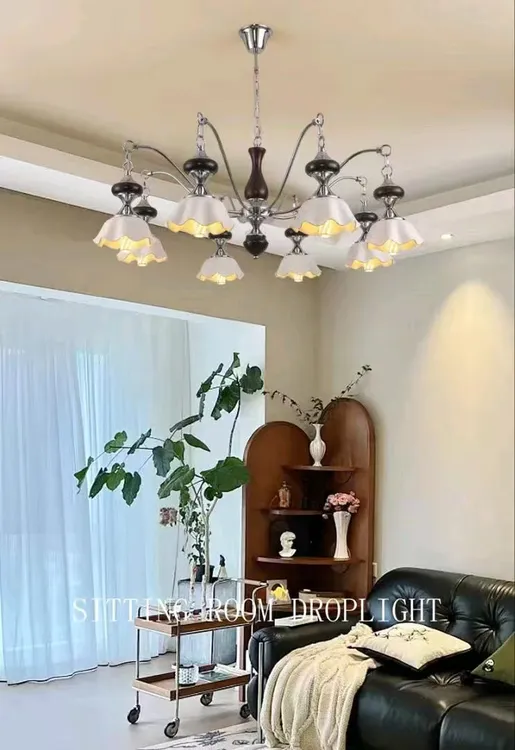 美式浪漫中古风客厅卧室餐厅大气吊灯实木高档家装灯具中古风灯具