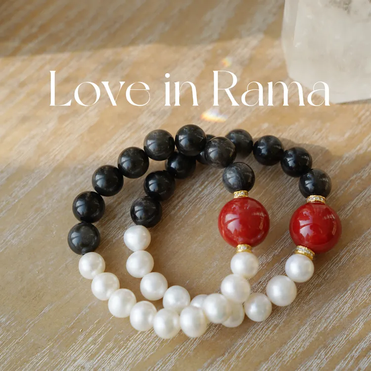 手链 【雪影朱华】｜黑银曜➕珍珠➕正红SH