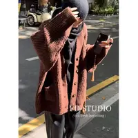 【梵町定制】FD20502秋冬新款美拉德廓版道袍开衫针织毛衣外套