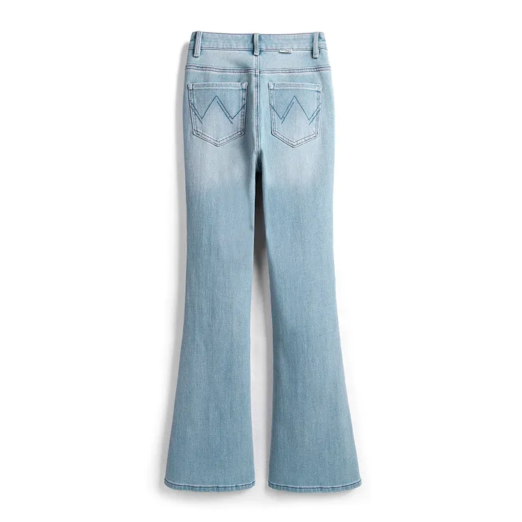 提臀显瘦/微喇牛仔裤女秋季新款时髦显瘦高腰修身复古浅蓝喇叭裤