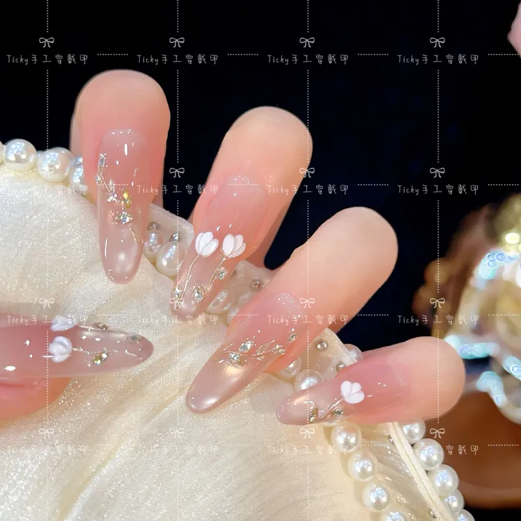 【郁郁晚风】纯手工穿戴甲郁金香持久可反复使用美甲贴