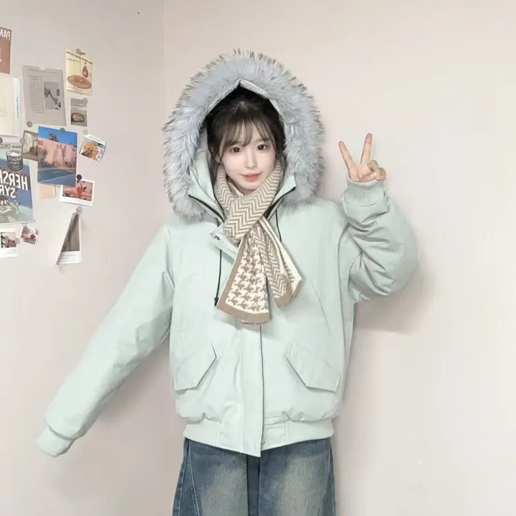 潮牌大口袋设计加厚压缩空气棉座山雕可拆大毛领派克棉服男女同款