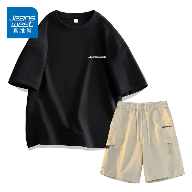 【真维斯】夏季新款港风潮流T恤情侣百搭短裤男女短裤休闲套装男