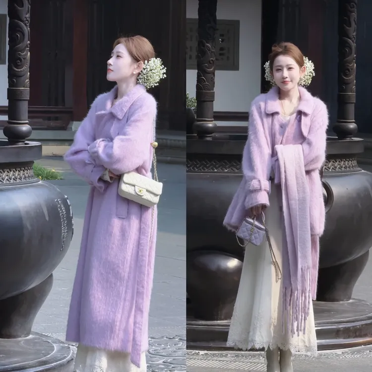 【婷婷】《紫气东来•冬日暖阳 》拉绒 镇店级冬季大衣系列25DK6320