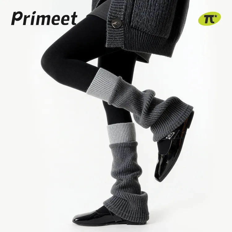 primeet派米羊毛袜套女秋冬复古针织小腿袜加厚保暖腿套冬堆堆袜商品图