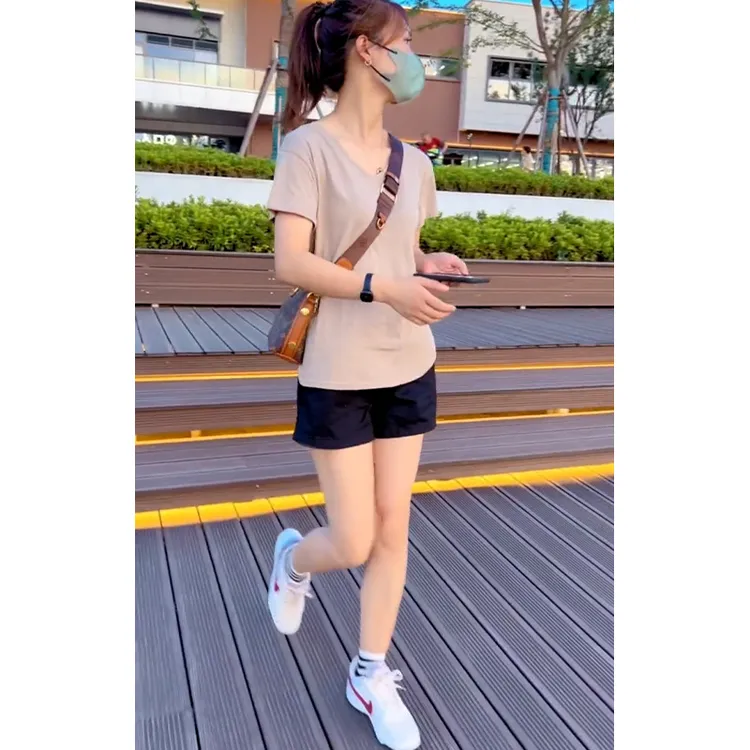 韩系休闲夏装百搭小个子微胖显瘦套装休闲宽松短袖高腰短裤两件套