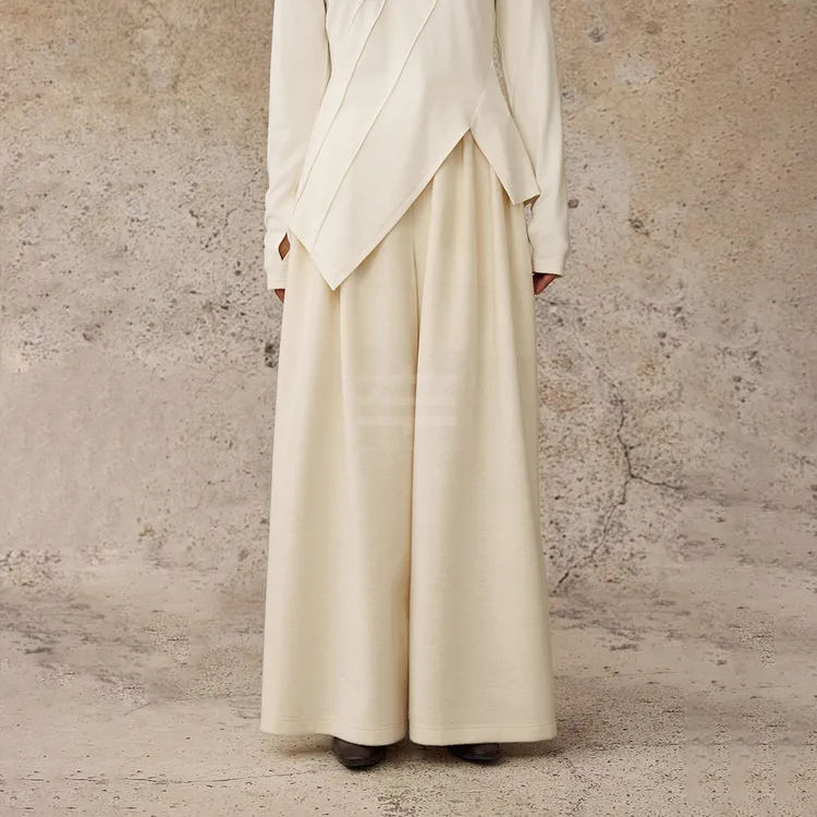 CatalpaLew「松予」墟生美学素色云幡松弛垂褶阔腿裤#C53313