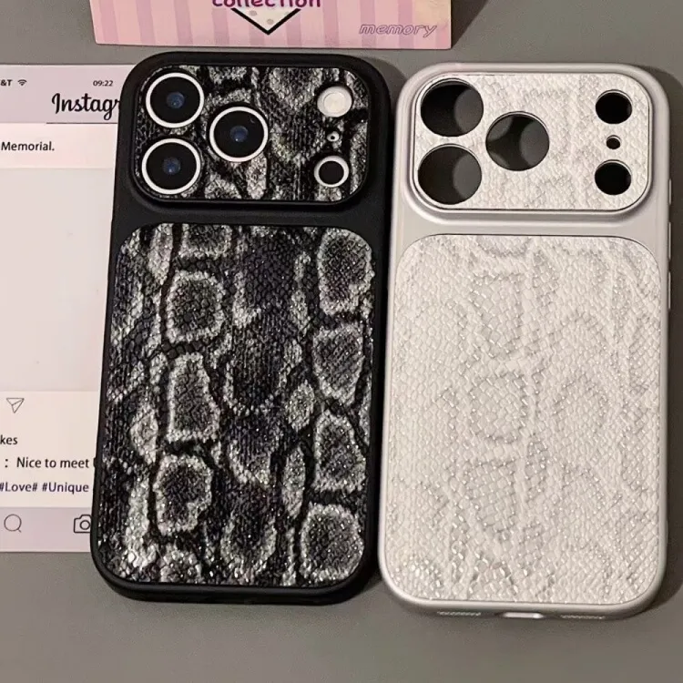 ins高级感黑白蛇皮纹适用iphone17promax苹果16手机壳15小众14/13