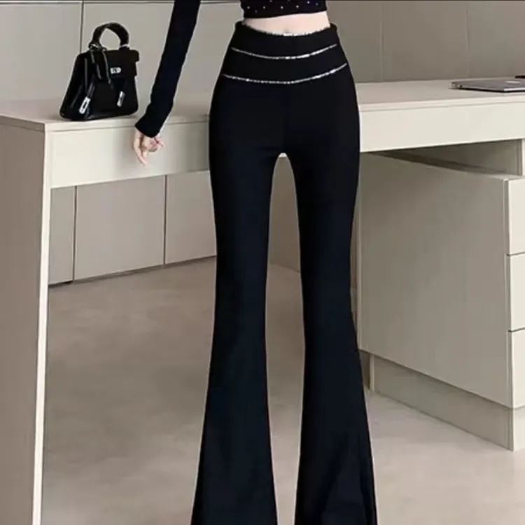 秋季新款修身钻边显瘦超模裤女款时尚百搭