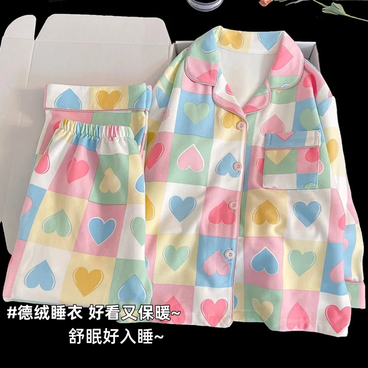 德绒冬款儿童睡衣女秋冬季长袖女童2025新款加绒加厚小女孩家居服