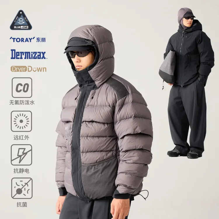 蓝岐DX膜龙鳞二代95拒水白鹅绒防水透湿冲锋羽绒服