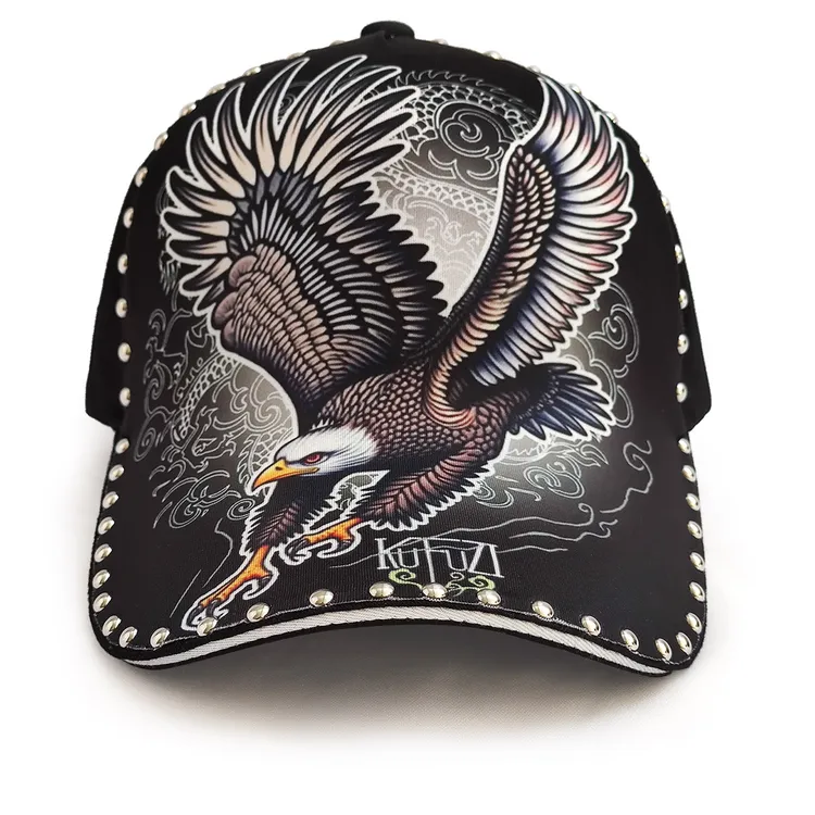 棒球帽欧美风秋冬新款老鹰鸭舌帽男士休闲百搭户外个性街头潮帽子