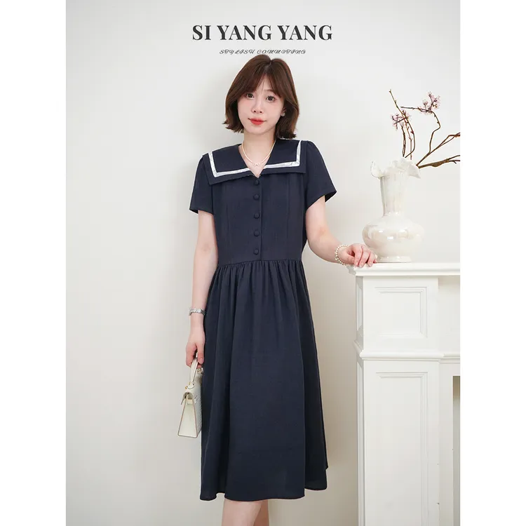 斯洋洋SIYANG超柔亚麻柔软亲肤轻盈透气减龄连衣裙LYQ505A078SYY