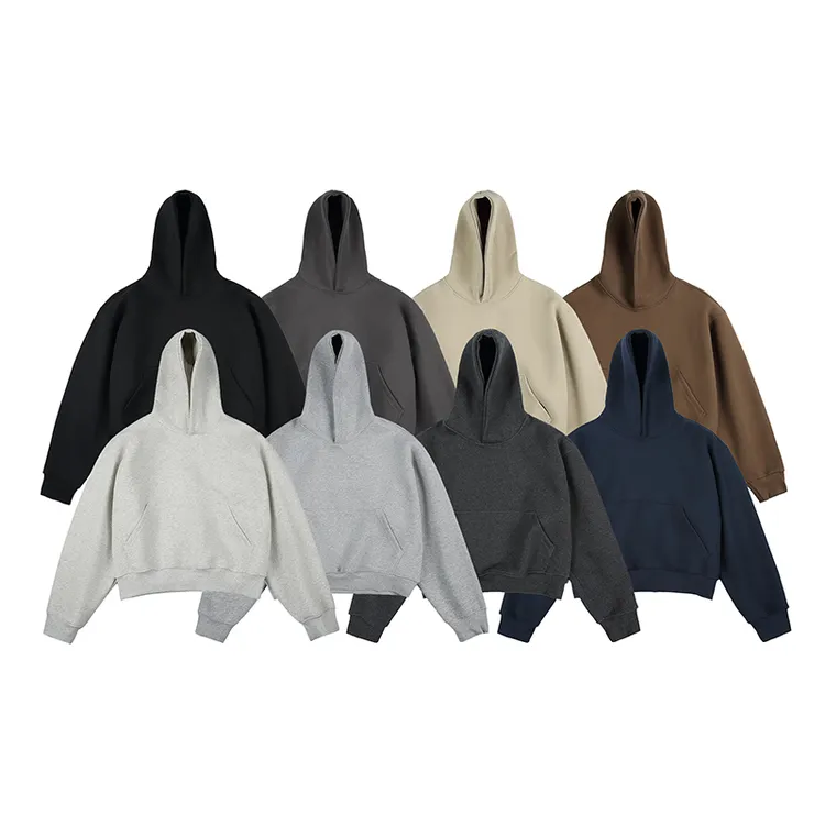 春款重磅cleanfit版型短款落肩连帽纯色卫衣宽松百搭短款套头外套