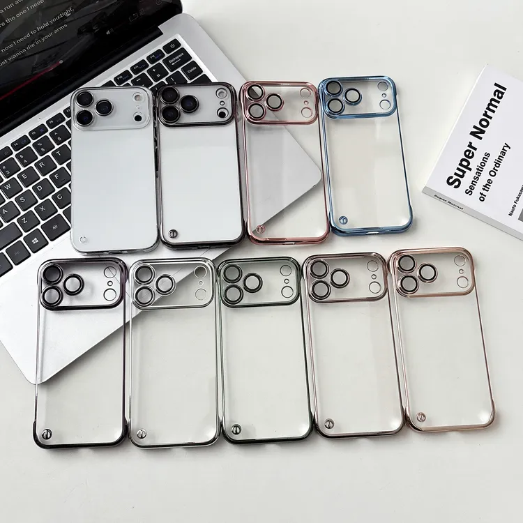 超薄无边框苹果17电镀手机壳带镜头膜iPhone16ProMax防摔14硬壳15