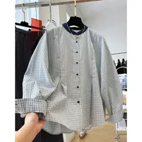 D02031韩系复古格子长袖圆领衬衫女秋季气质小衫独特巨好看的上衣