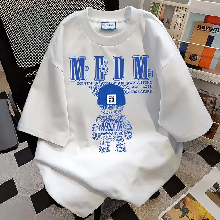 STA.MEDM国潮短袖男士T恤夏季情侣装印花宽松纯棉潮流圆领男装潮