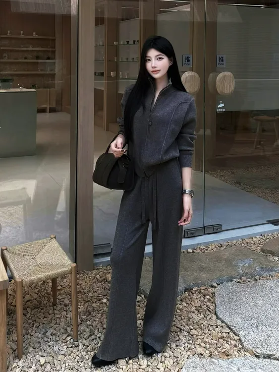 【秋冬新款】MT‘ 露露双拉链外套+长裤套装’  时尚百搭洋气休闲