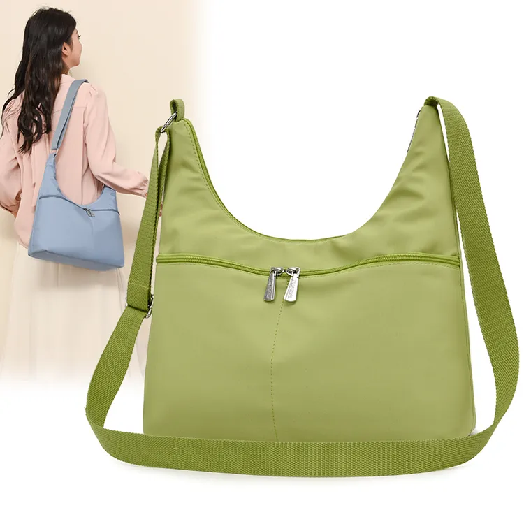 2025时尚拉链单肩单肩斜挎包纯色斜挎包百搭简约运动托特包