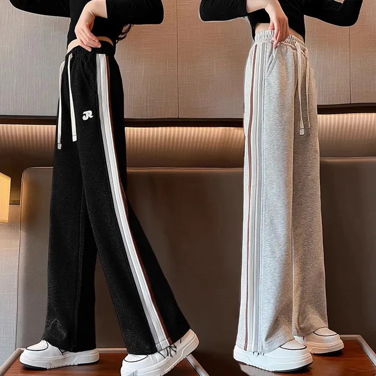 女童裤子秋装2025新款儿童运动裤春秋款初中生女孩大童直筒阔腿裤