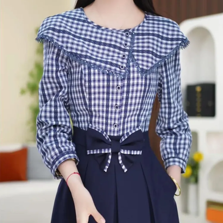 2026春季新款时尚复古设计感连衣裙女气质收腰显瘦印花长袖休闲裙