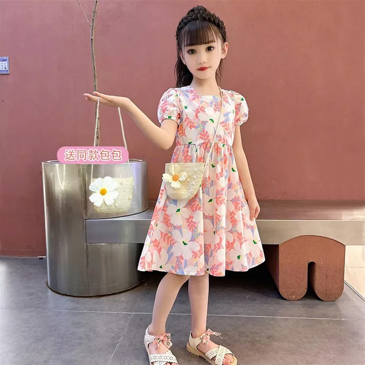新品巴拉巴拉女童碎花包包棉布连衣裙新款洋气小女孩公主裙夏季薄