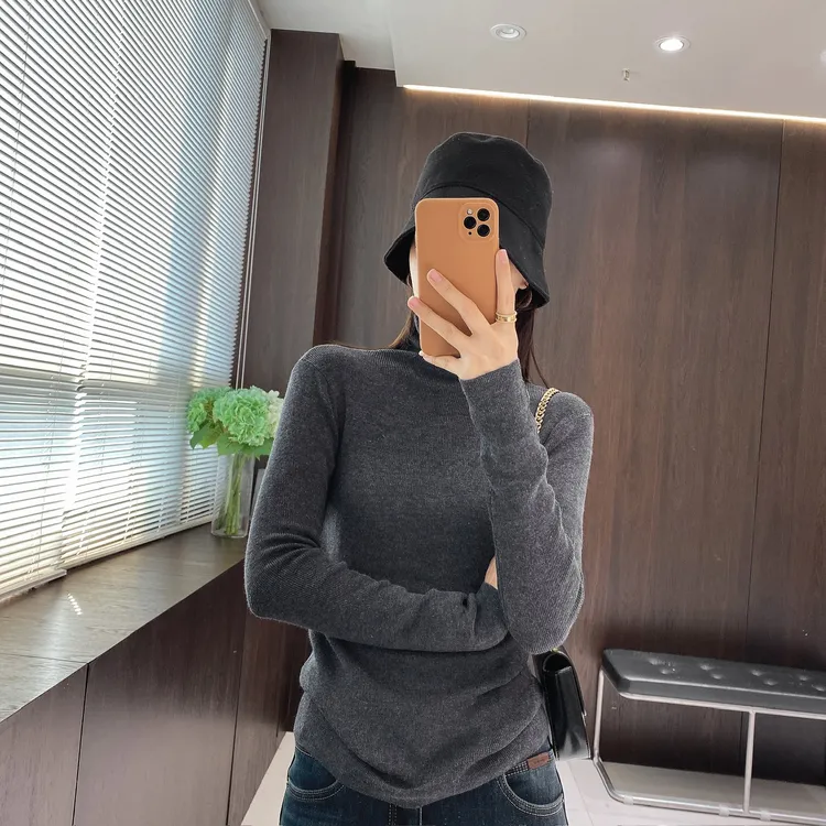 IMFLY金小金自制女装 针织衫DYW10171秋冬季堆堆领叠穿打底衫上衣