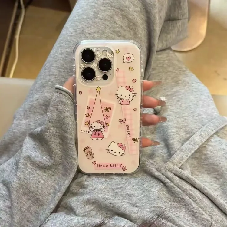 粉爱心KITTY适用苹果iphone小米promax防摔vivo华为oppo手机壳女