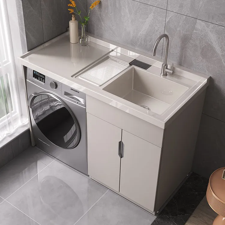 2025全新款蜂窝铝洗衣机柜组合阳台室外卫生间一体洗衣池带搓衣板