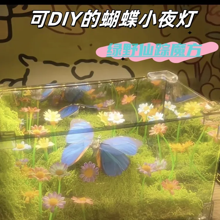 diy小夜灯蝴蝶镜子魔方手工绿野仙踪氛围灯七夕节送情侣生日礼物