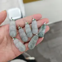 C3天然翡翠A货豆子S925银镶吊坠（多样性发其一）