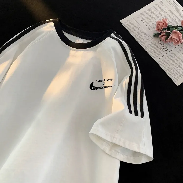 夏装品牌LOGO男女印花短袖T恤潮流t恤情侣休闲时尚宽松百搭T恤