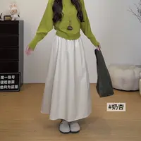 （6-8运贴）韩系设计感灯芯绒弯刀裙秋冬糖果色松紧腰带口袋半身裙