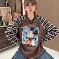 Apr.【毛边米奇】秋冬加厚新款插肩袖撞色设计感立体卡通T恤DOR010