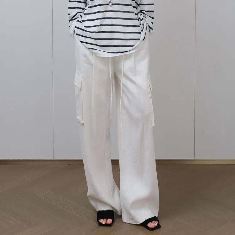 LA MAISON ONE  阔腿亚麻工装裤宽松显瘦休闲裤L253K094