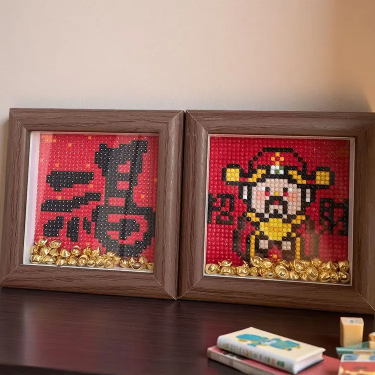 财神爷招财钻石画摆件贴画手工diy制作摆台书桌客厅 金元宝带木框