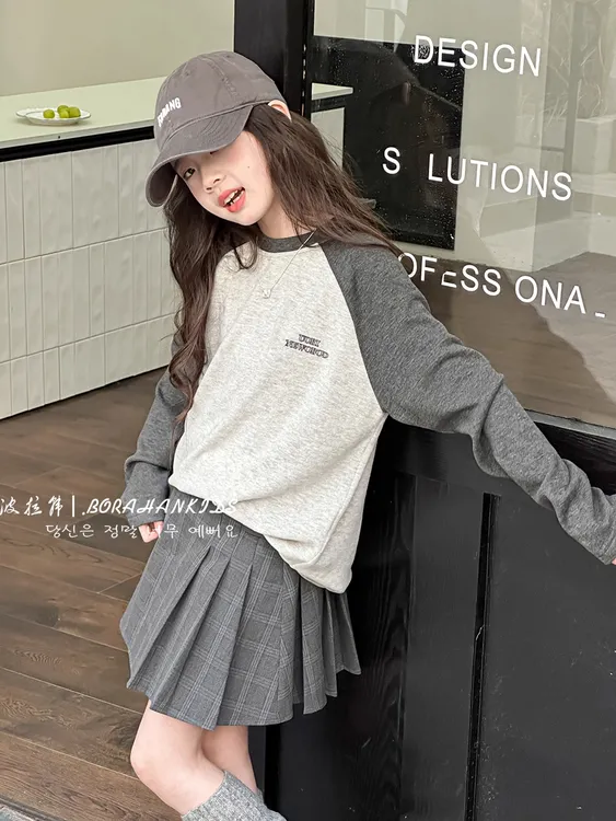 女童卫衣2025秋季新款韩版休闲上衣女中大童宽松中性长袖